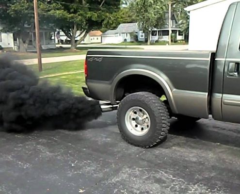 diesel truck black coloured smoke